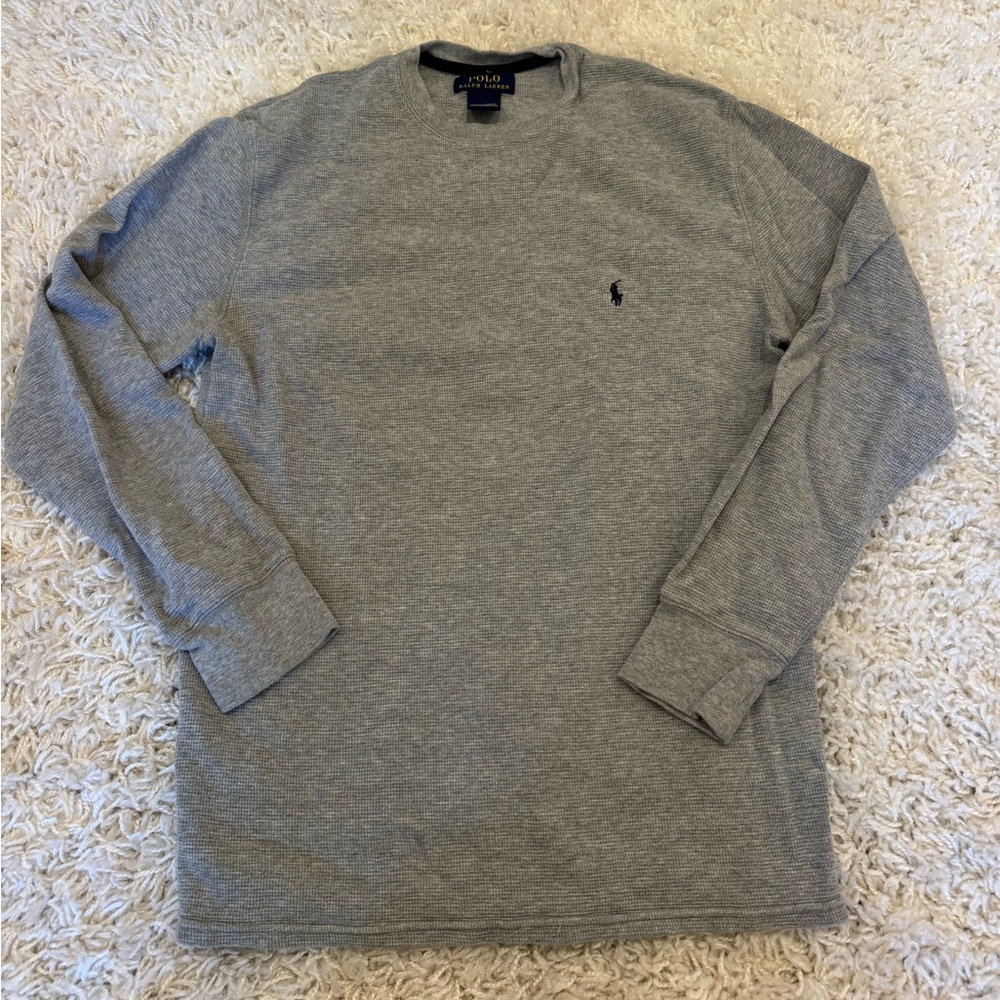 Polo by Ralph Lauren Men's Heather Gray Crewneck, excellent cond - Picture 2 of 7